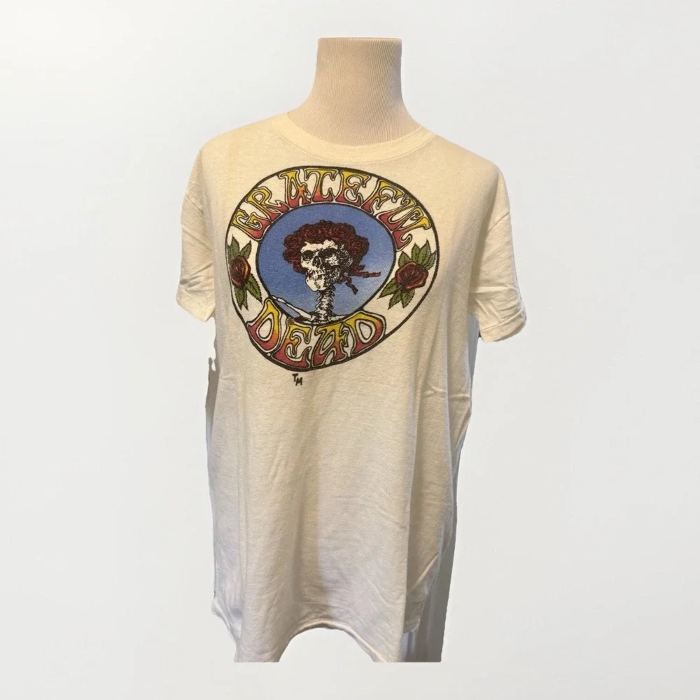Vtg 70s GRATEFUL DEAD BERTHA Tour T-Shirt Skeleton rare XL Some Faded‎ Area mens